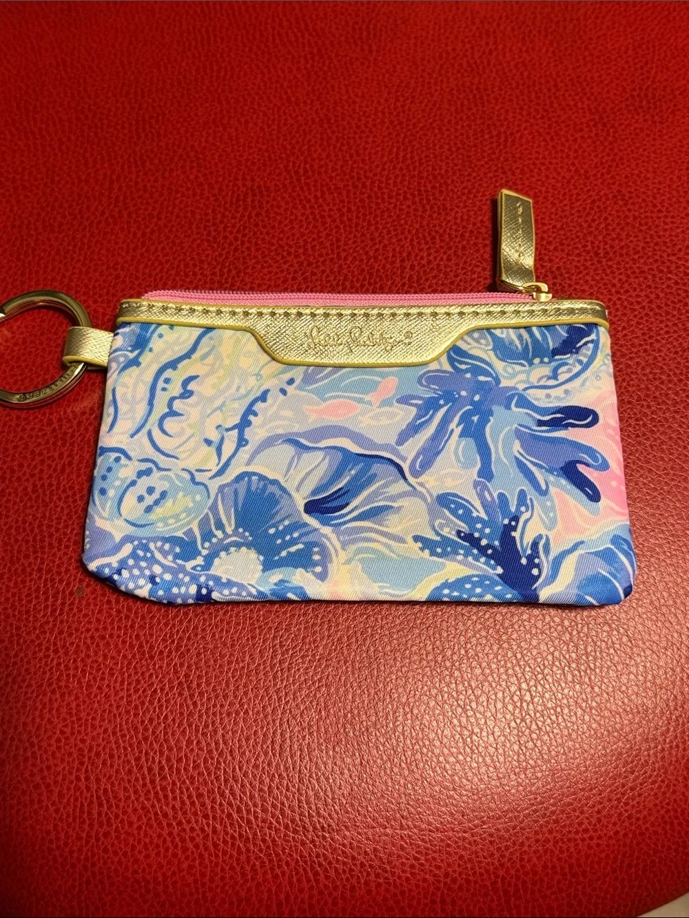 NWOT Lilly Pulitzer ID Case Mini Wallet Shade Seekers Card Holder Keychain Ring